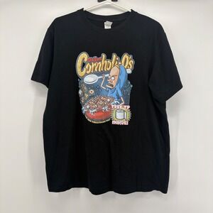 Beavis and Butt-Head Cornholio Os Cereal Graphic T Shirt Mens Large Black
